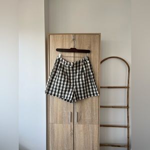 Mango Check Linen Suit Shorts, Size 6
